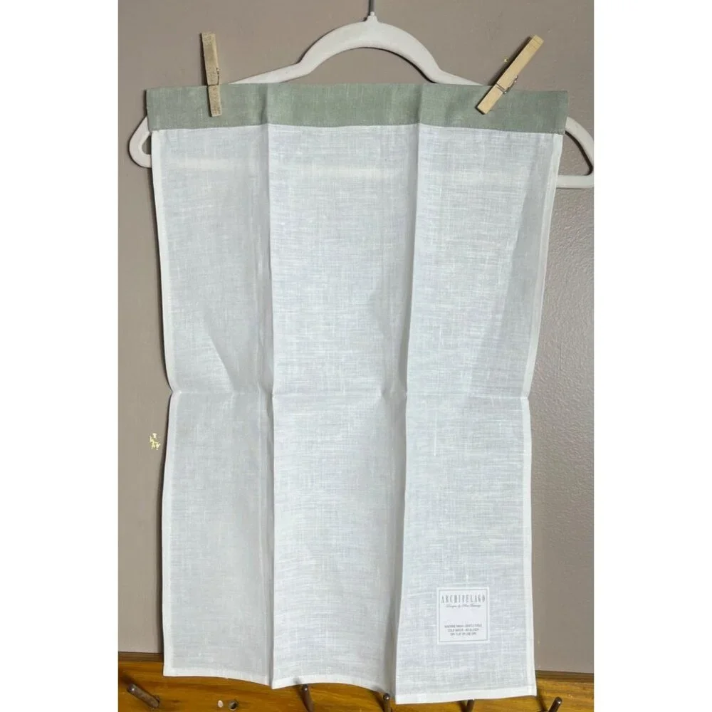 NIP Archipelago 4 Linen Hand Towels Set Ivory Sage Nina Ramsey Classic Gift